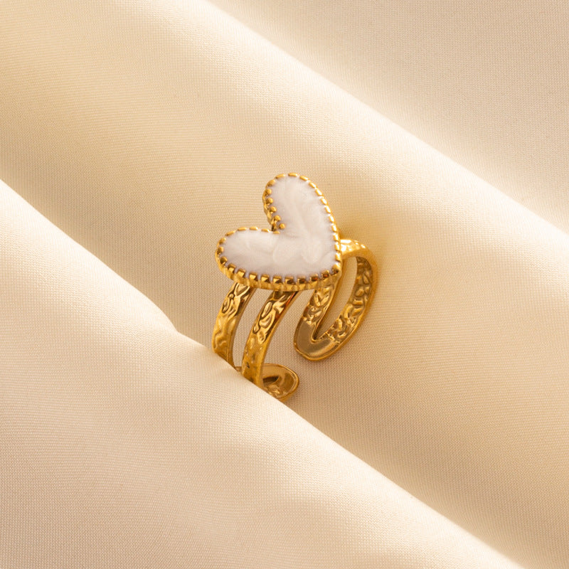 Women's Stainless Steel Fashion Love Oil Dripping Open Cold Rings