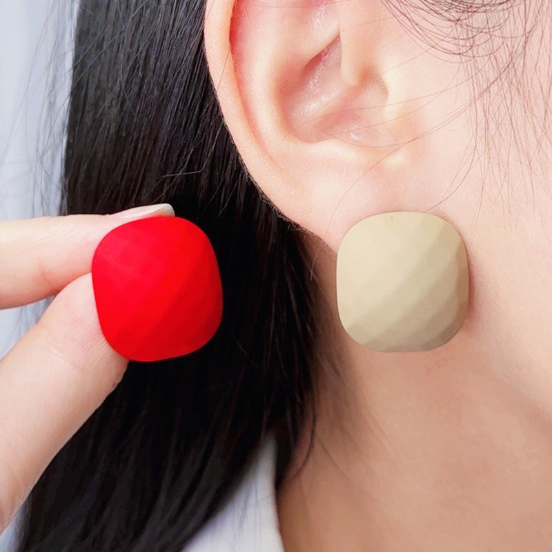 Women's Multilateral Three-dimensional Cut Painted Square Candy Earrings
