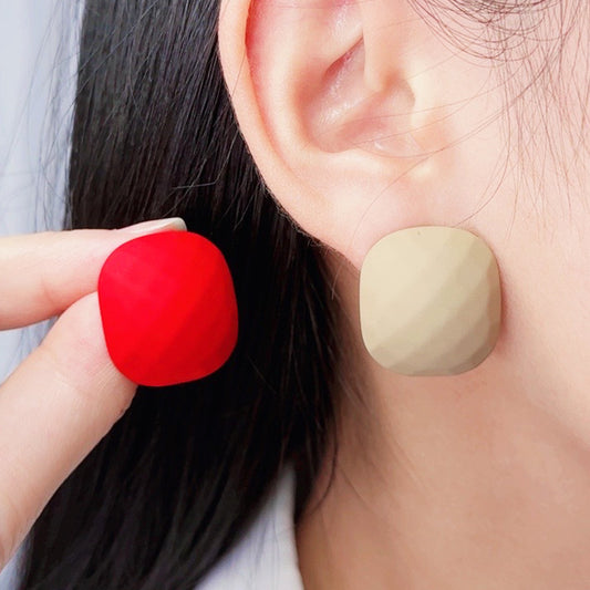 Women's Multilateral Three-dimensional Cut Painted Square Candy Earrings