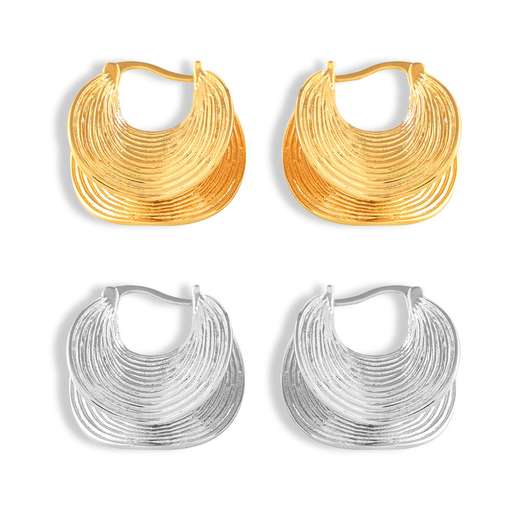 Stylish Simple Personality Double Layer Ornament Geometric Earrings