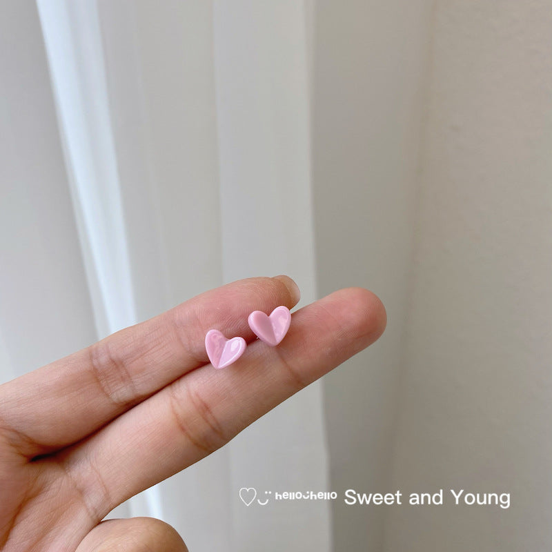 Ceramic Three-dimensional Colored Loving Heart Sweet Cute Earrings