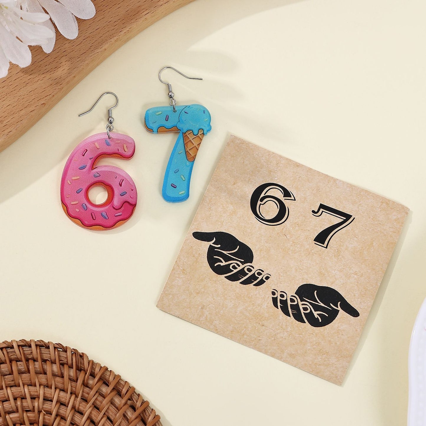 Fashion Numbers Flat Acrylic Creative Personality Ice Cream Rings