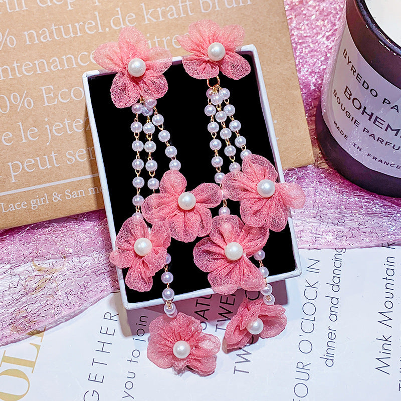 Needle Glaze Love Heart Flowers Summer Earrings