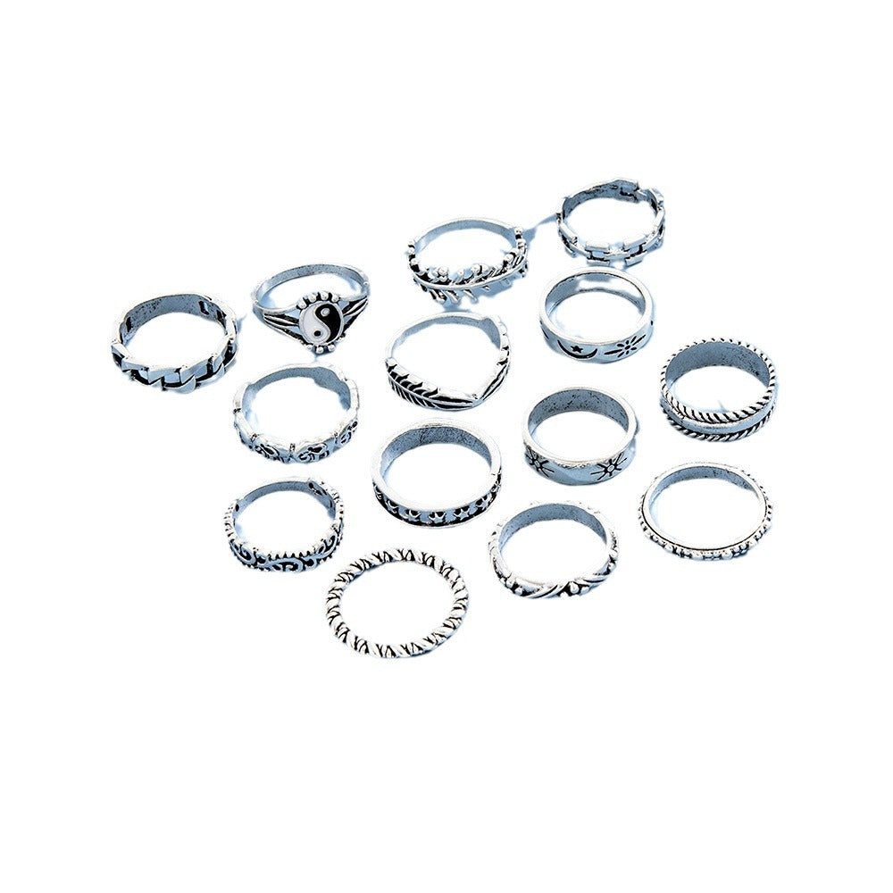 Personalized Retro Trendy Relief Elephant Geometric Rings