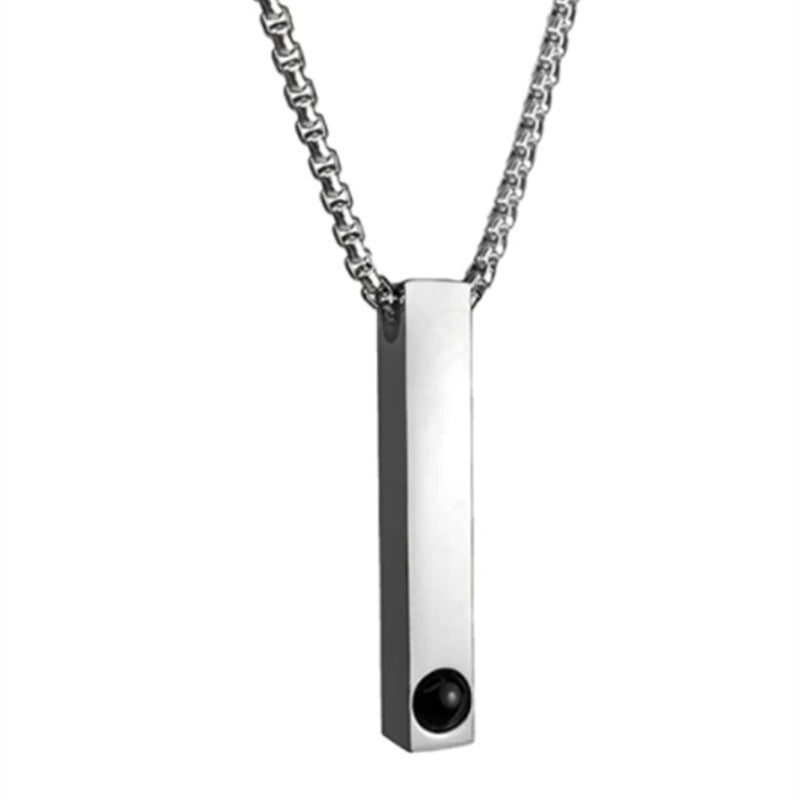 Cold Style Titanium Steel Long Bar Column Necklaces