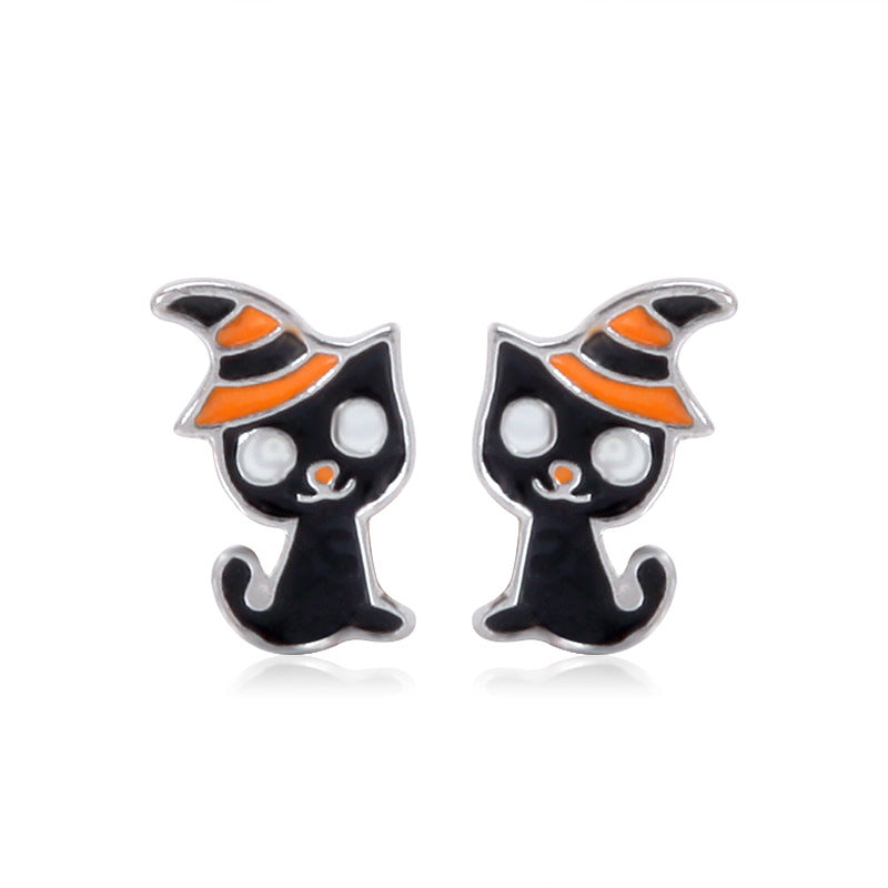 Easter Oil Dripping Alloy Egg Rabbit Earrings