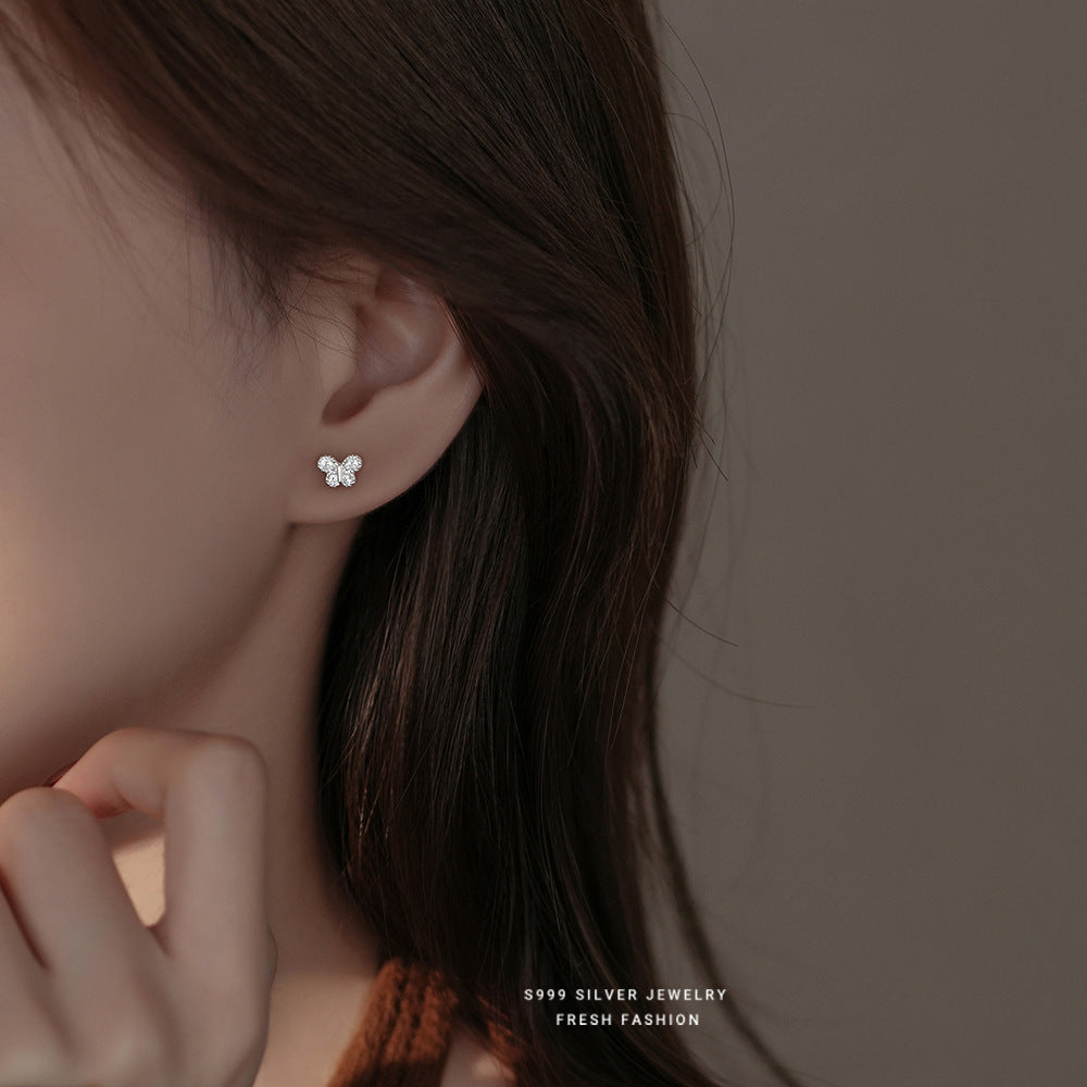 Sterling Sier Micro Inlaid Zircon Screw Female Earrings