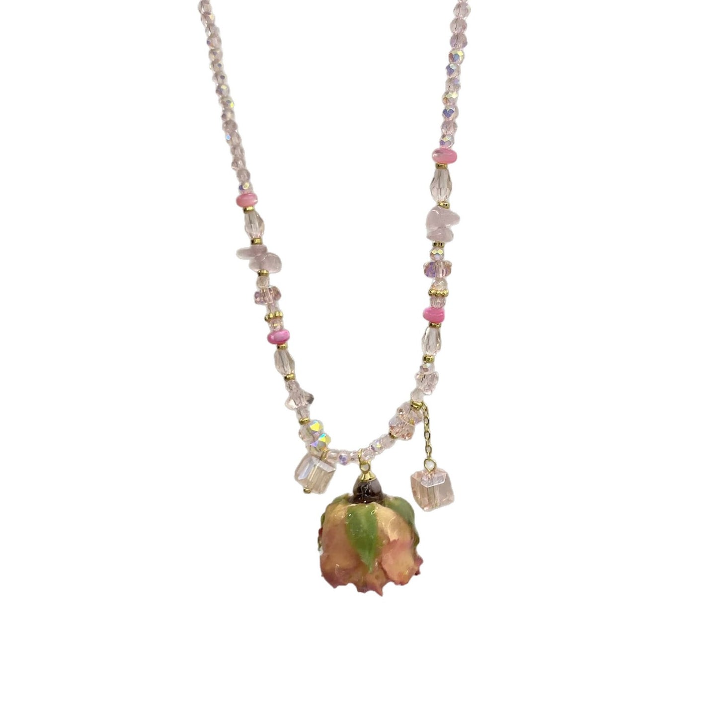 Women's Crystal Rose Flower Beaded Light Luxury High Sense Temperament Clavicle Necklace