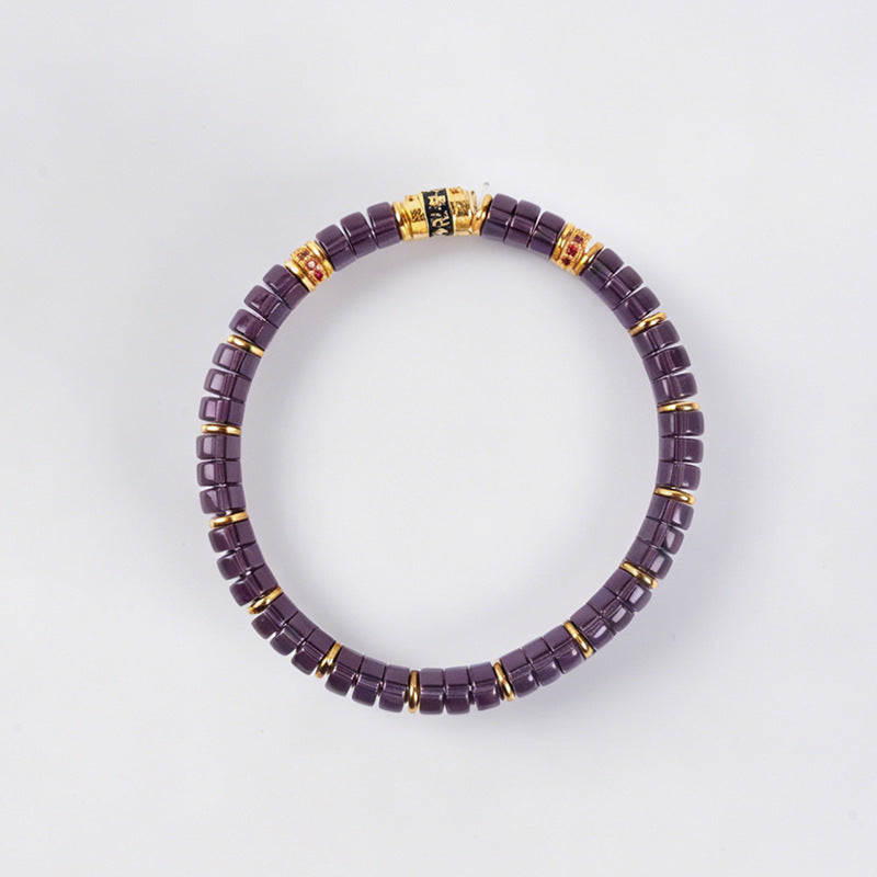 Women's & Men's Colored Glaze Tablet Spacer Prayer Tube Bracelet