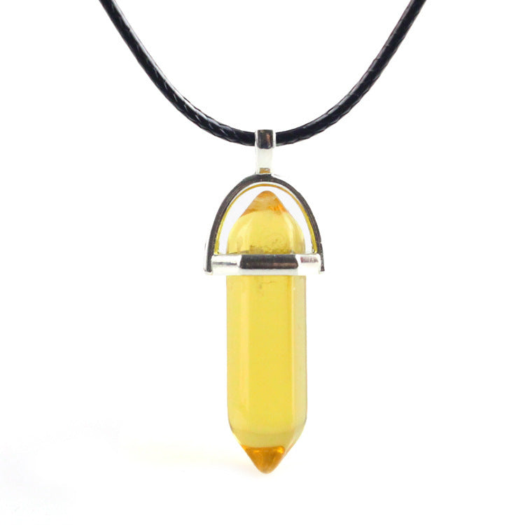 Natural Stone Hexagon Prism Fashion Crystal Necklaces