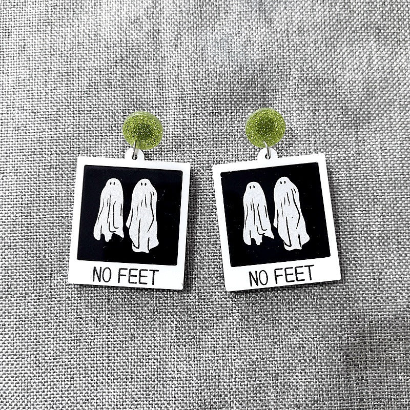 Monster Cat Personality Design Decoration Acrylic Plate Earrings