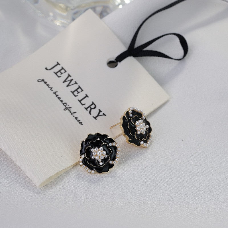 Style Vintage Court Dripping Oil Flower Earrings
