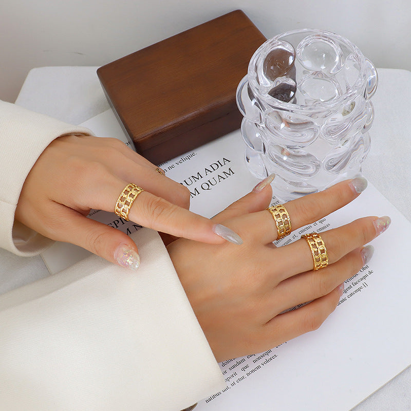 Steel Gold-plated Geometric Mixed Fashion Diverse Colorfast Hip Rings