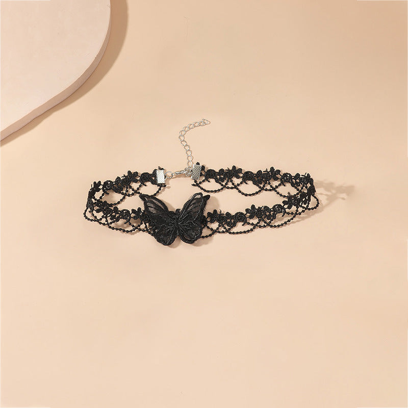 Style Halloween Dark Lace Bow Elegant Necklaces