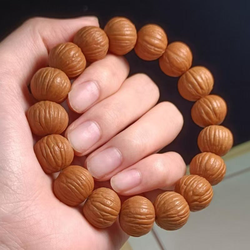 Women's & Men's Monkey Head Walnut Carved Pumpkin Small Single Bracelet