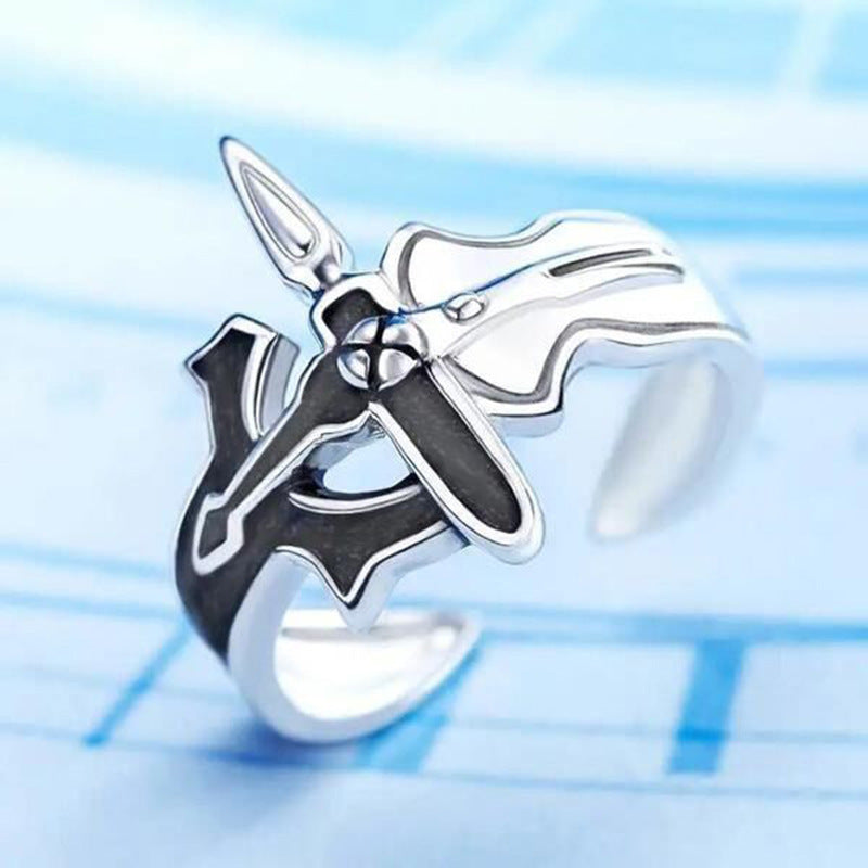 Men's Cross Fashion Trendy Unique Index Finger Black White Epoxy Rings