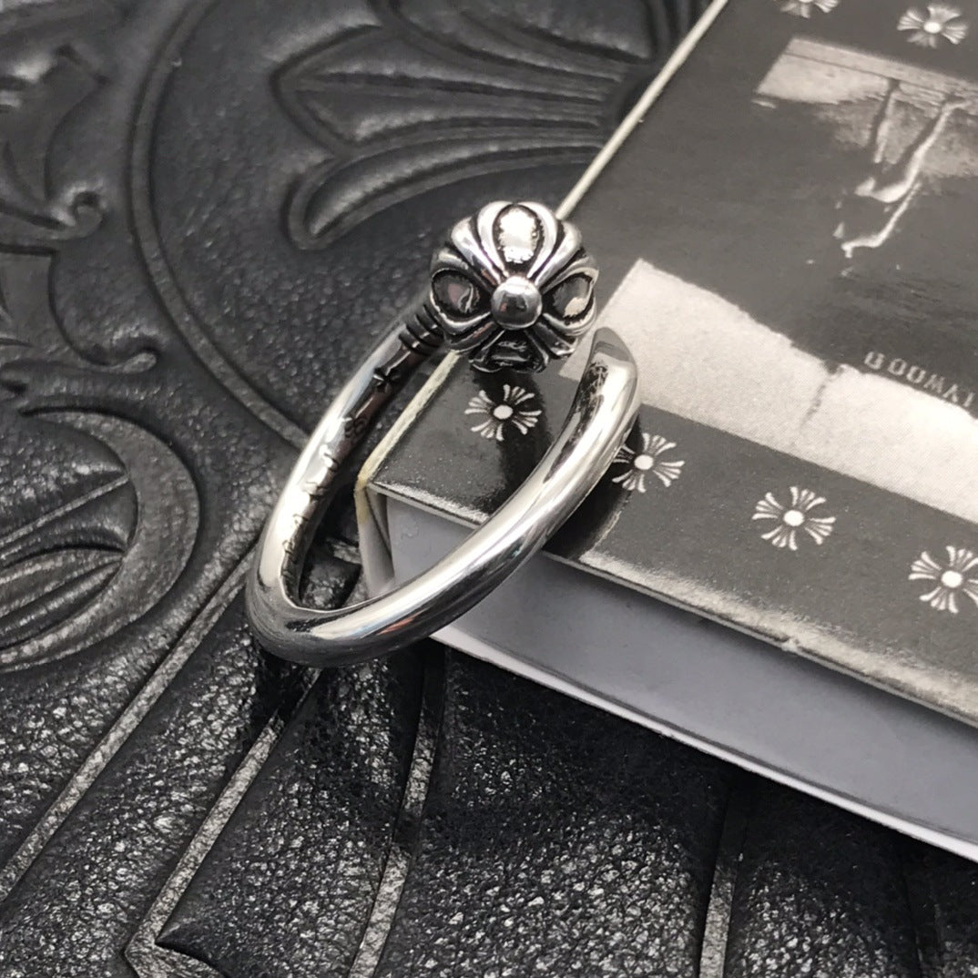 Sier Couple Thin Cross Five-pointed Star Rings