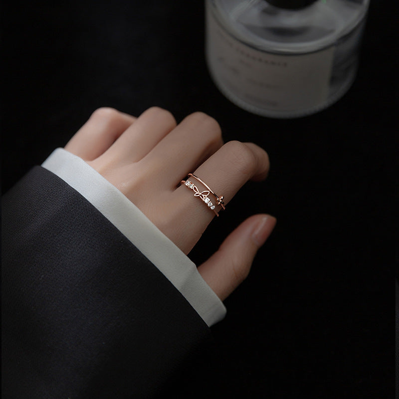 Women's Diamond Butterfly Cell Phone Finger Summer Rings