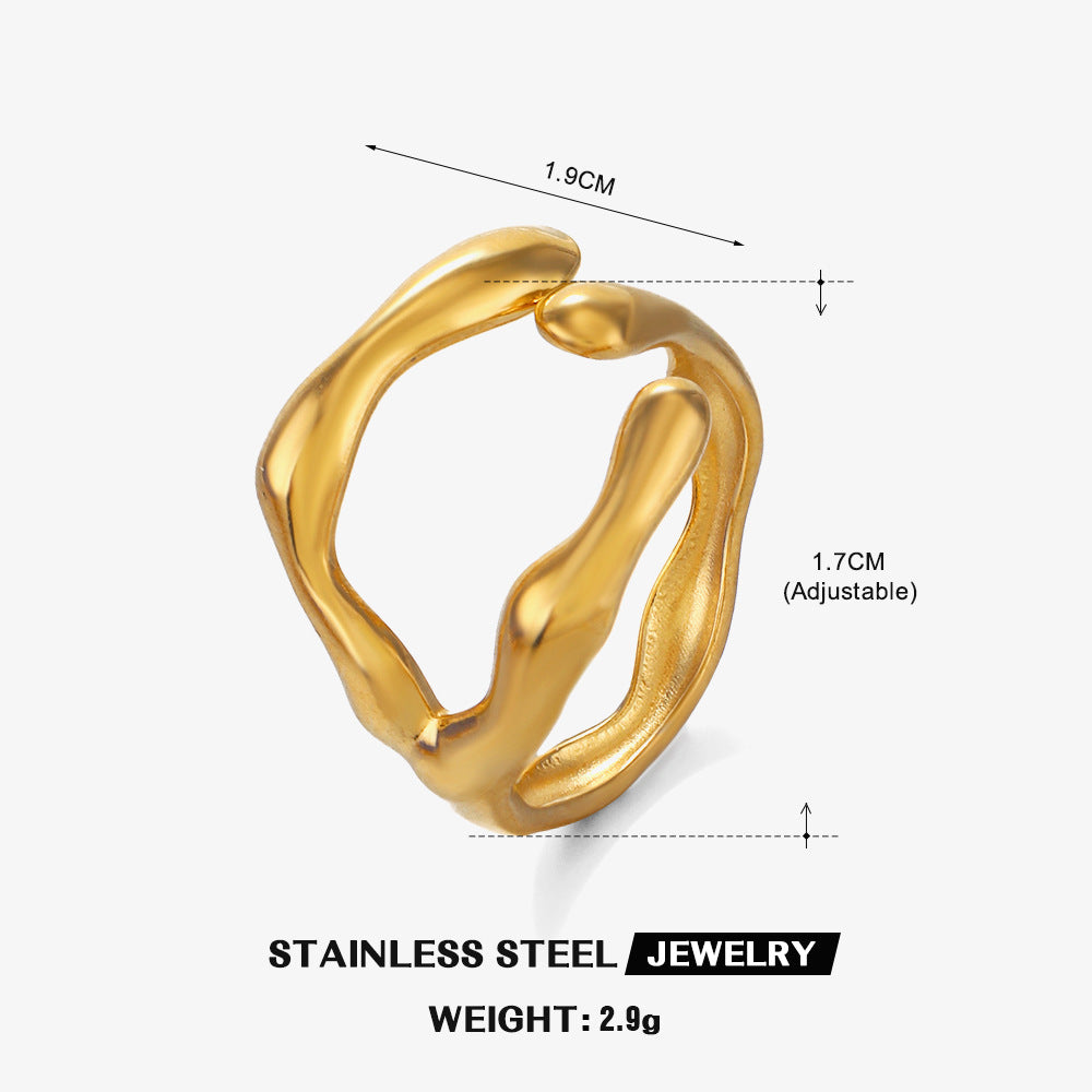 Popular Stainless Steel Shaped Open Gold Plated Rings