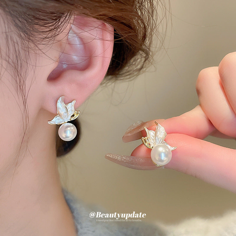 Pearl Round Korean Artsy Fashion Commuter Earrings