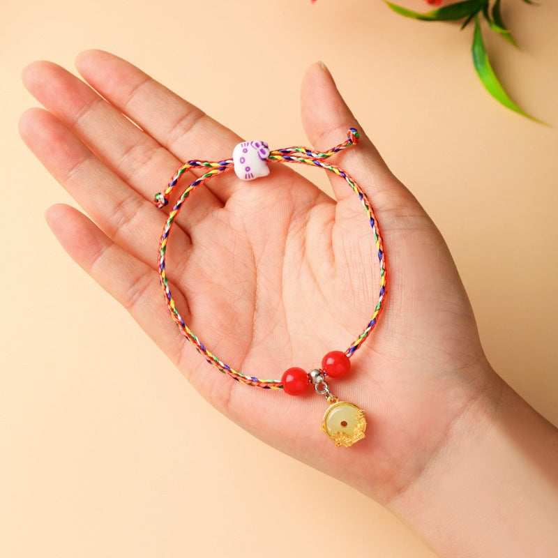 Children's Colorful Braided Rope Wrist String Safe Red Bracelet