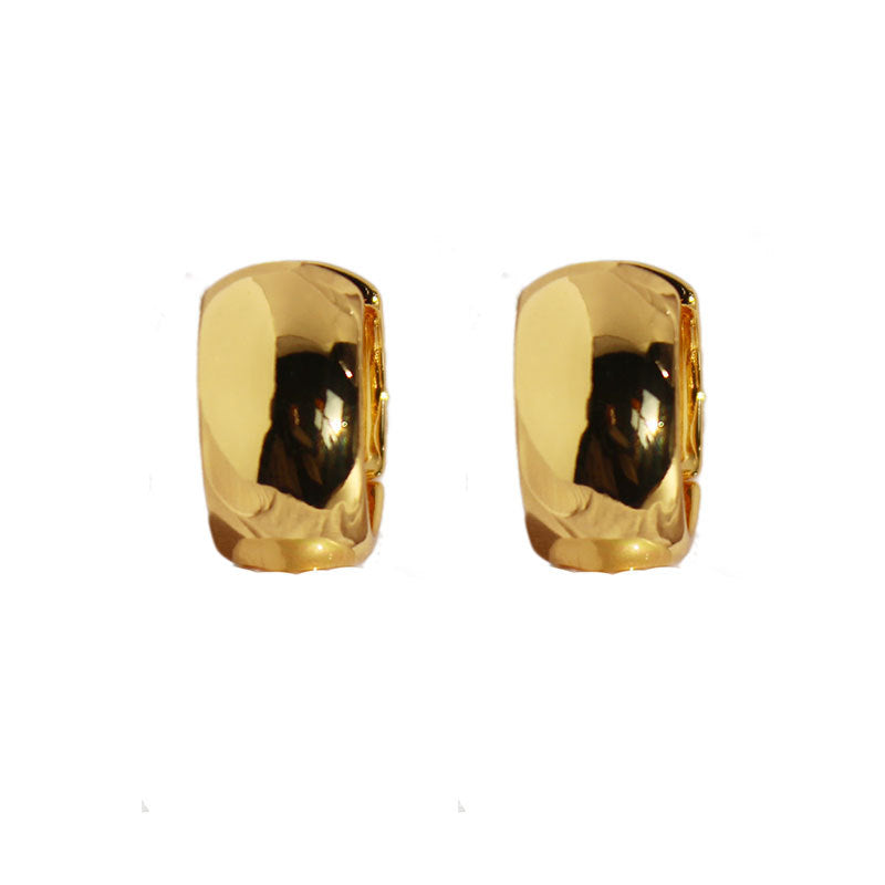 Women's Bright Surface Wide Ear Clip Small Earrings