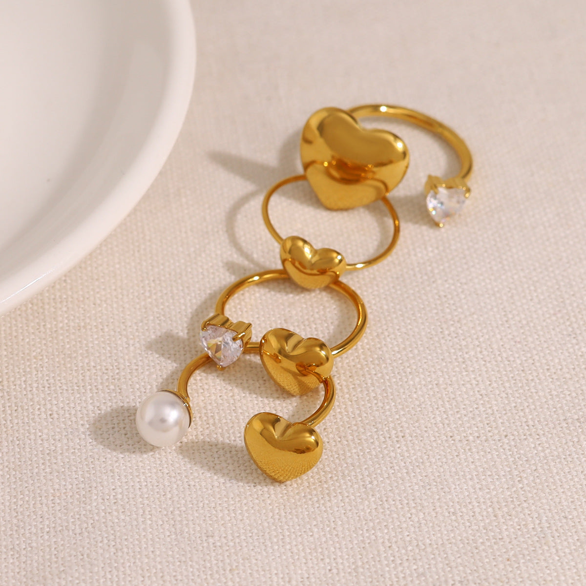 Commuter Love Open-end Pearl Stylish Simple Personality Geometric Rings