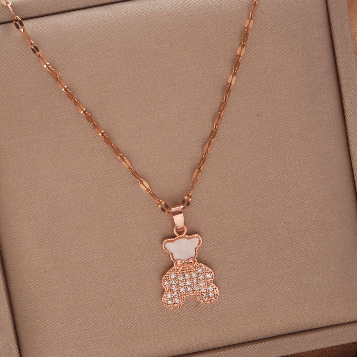 Women's Rose Gold Key Fu Lock Opal Korean Simple Fashion Necklaces