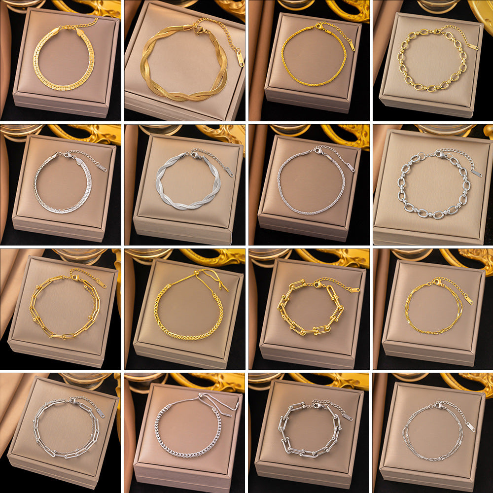 Titanium Steel Gold Vintage Love Double Bracelets