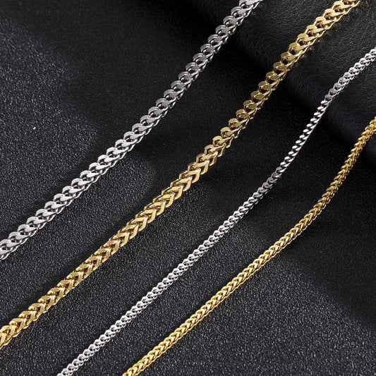 Hop Stainless Steel Positive Negative Chain Fishbone Necklaces
