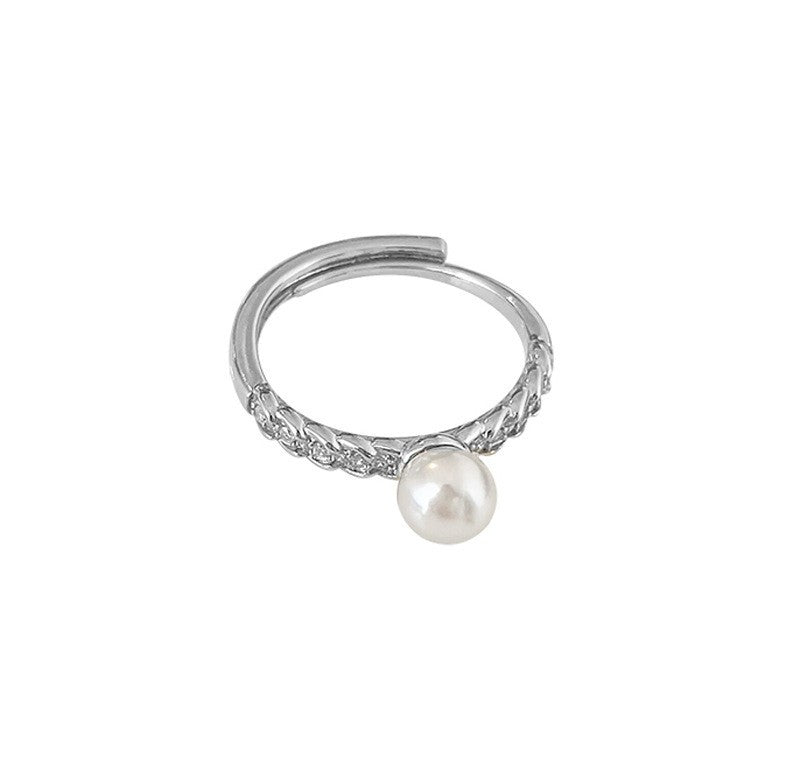 Korean Gentle Shell Pearls Olive Leaf Full Diamond Rings