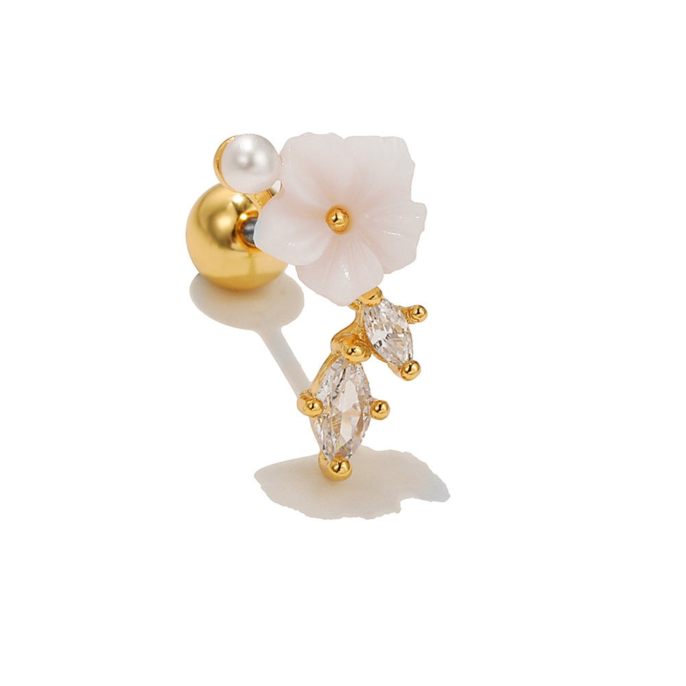 Flower Ear Bone Stainless Steel Thin Rings