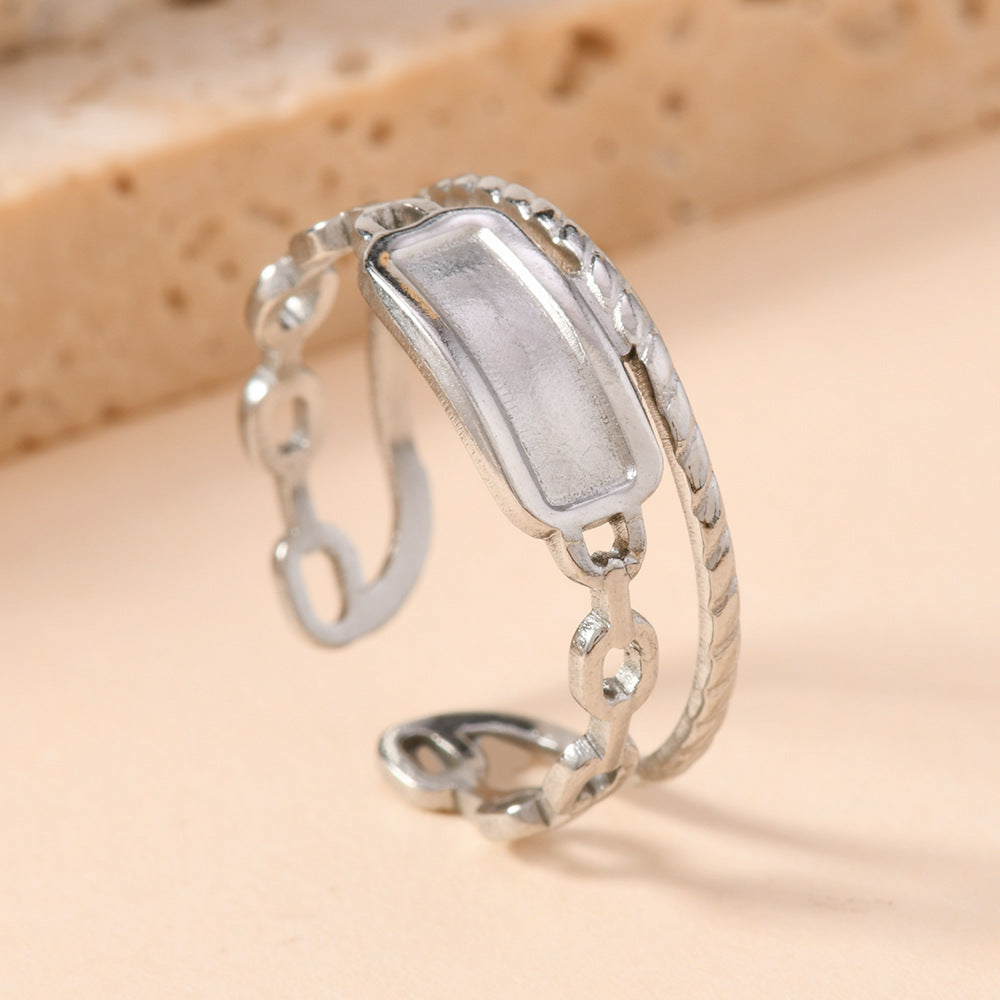 Steel Ornament Simple Personality Oil Pressure Double Line Rings