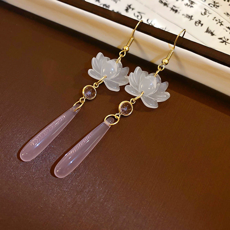 Chinese Style Flower Bamboo Tassel Fashion Trend Ear Hook Earrings