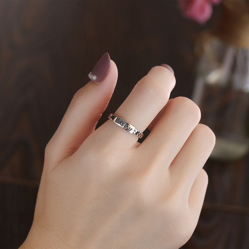 Women's Sier Korean Style Lucky Simple Good Rings