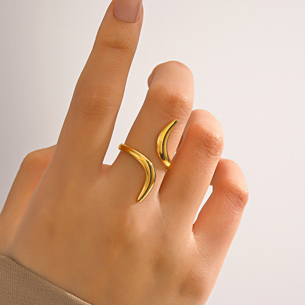 Women's Steel Line Open Simple Style Gold Rings