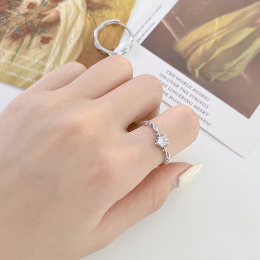 Sier Couple Shining Simple Style Valentine's Rings