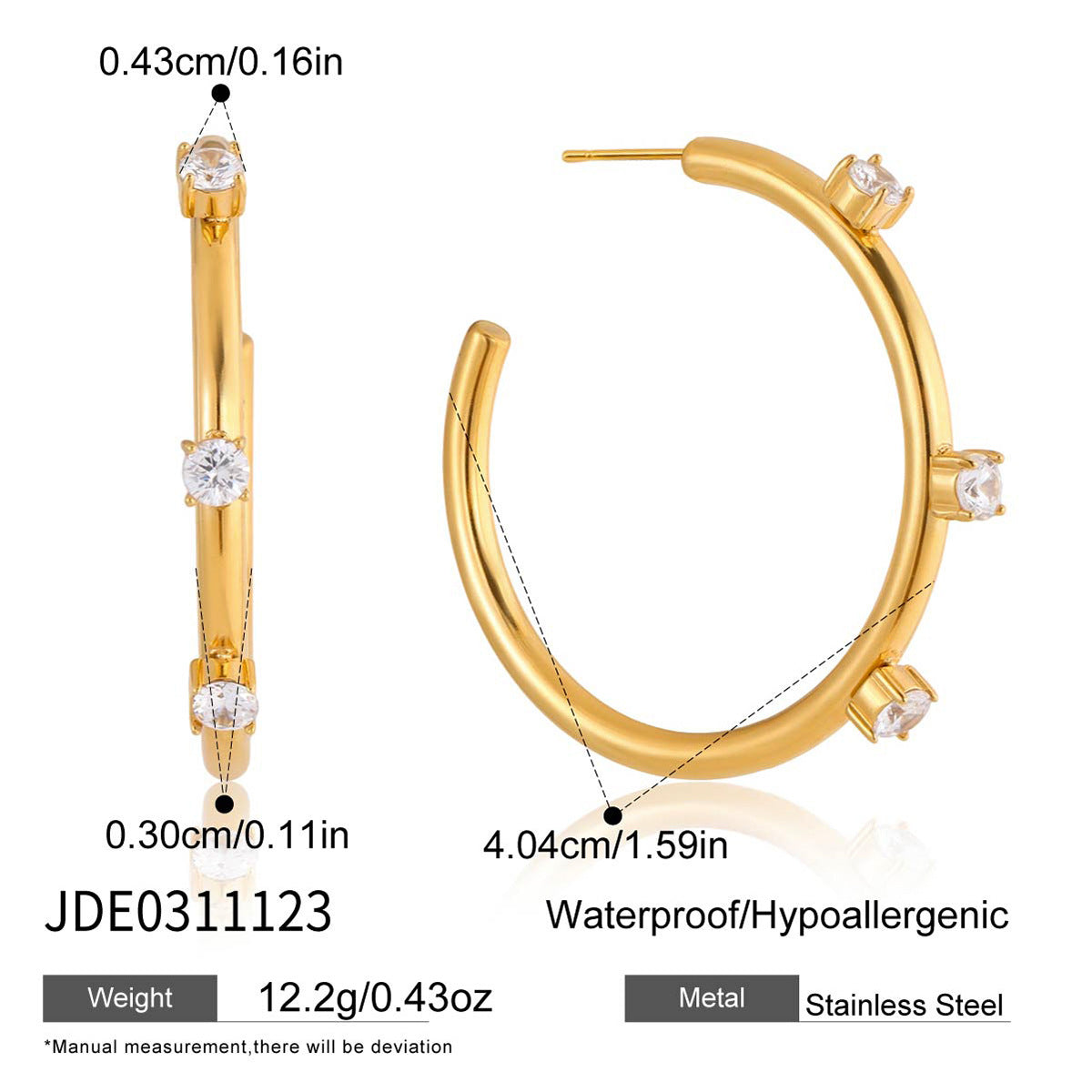 Stainless Steel Zircon Type Ear Light Earrings