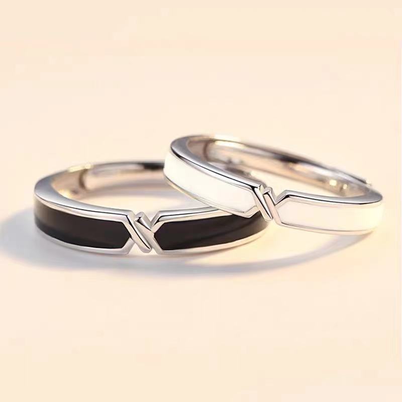 Women's & Men's Of Long-distance Love Black With Design Rings