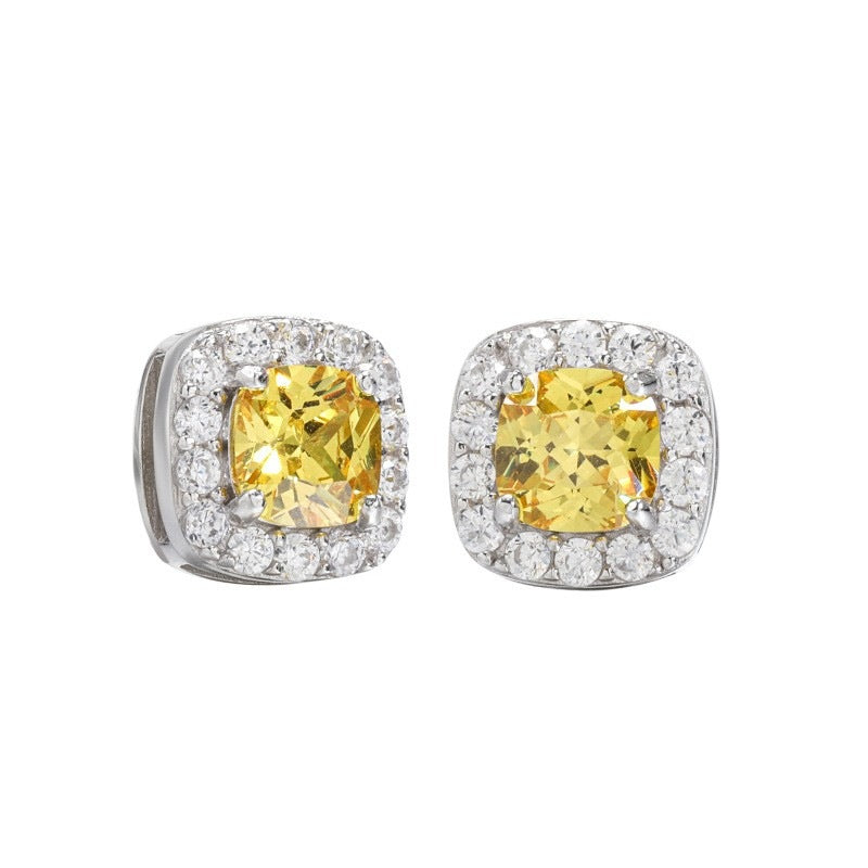 Women's & Men's Rock Candy Sier-plated Full Diamond Street American Earrings