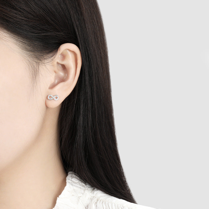 Minimalist Korean Style Mobius Suit Sier Earrings