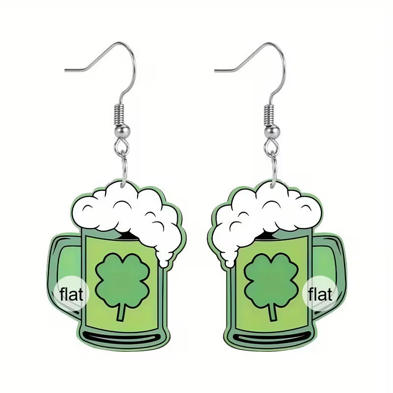 Day Green Clover Beer Steins Shape Acrylic Creative Rings