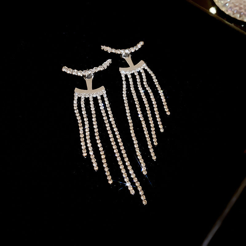 Needle Fully Jeweled Loving Heart Bow Earrings