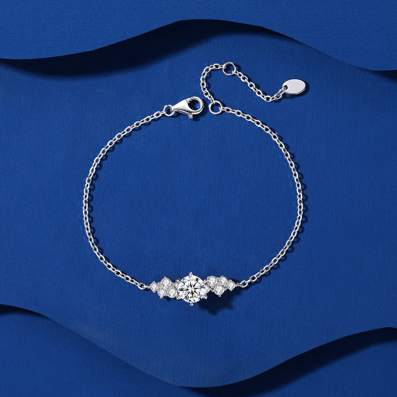 Women's Love Letter Sterling Sier Moissanite Classic Proposal Style Bracelet