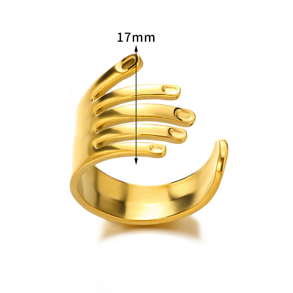 Women's & Men's Stainless Steel Snake Geometric Hollow Gold-plated Rings