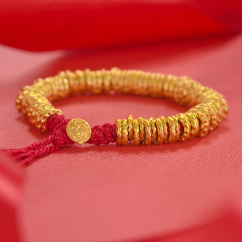 Women's & Men's Alluvial Gold Winding Hammer Gold-plated Shop Waist Wrapping Bracelets