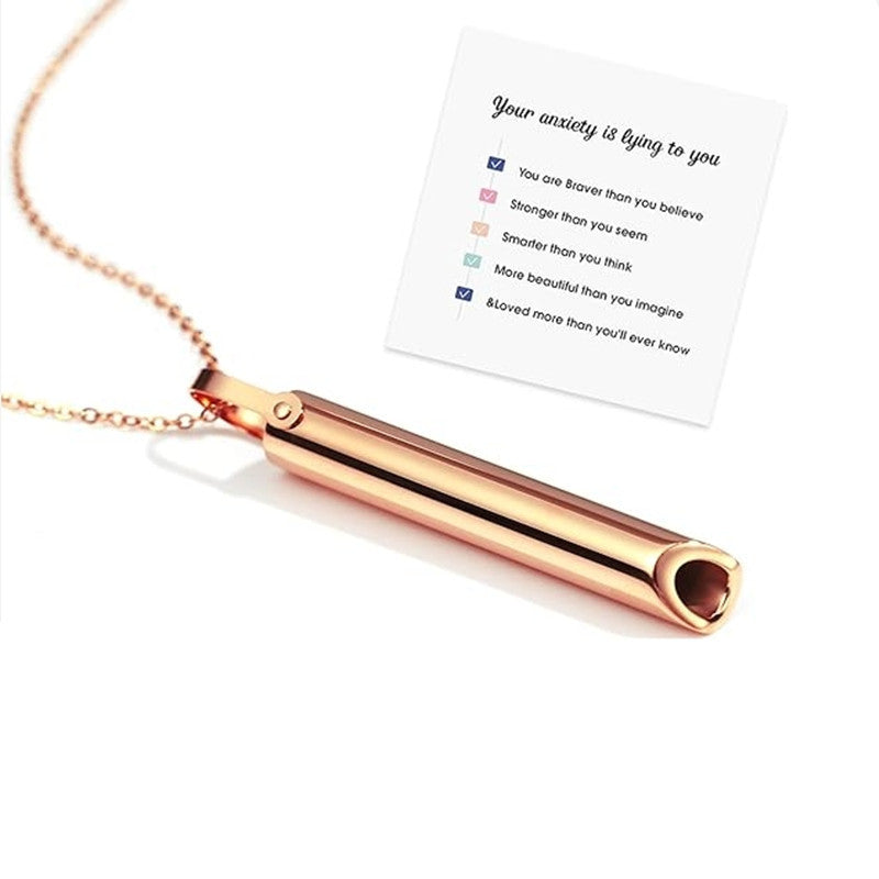 Steel Decompression Whistle Meditation Adjust Breathing Necklaces