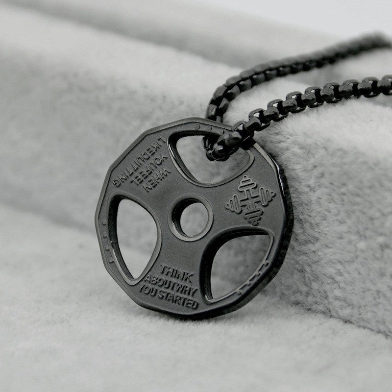 Men's Dumbbell Piece Sports Barbell Trendy Titanium Necklaces
