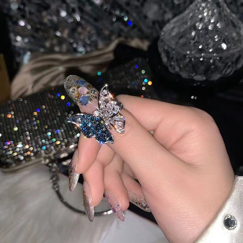 Butterfly Open-end Adjustable Female Fashion Light Rings