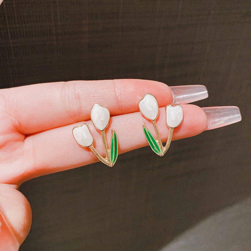 Needle Korean Sweet Tulip Simple Cute Flower Female Earrings